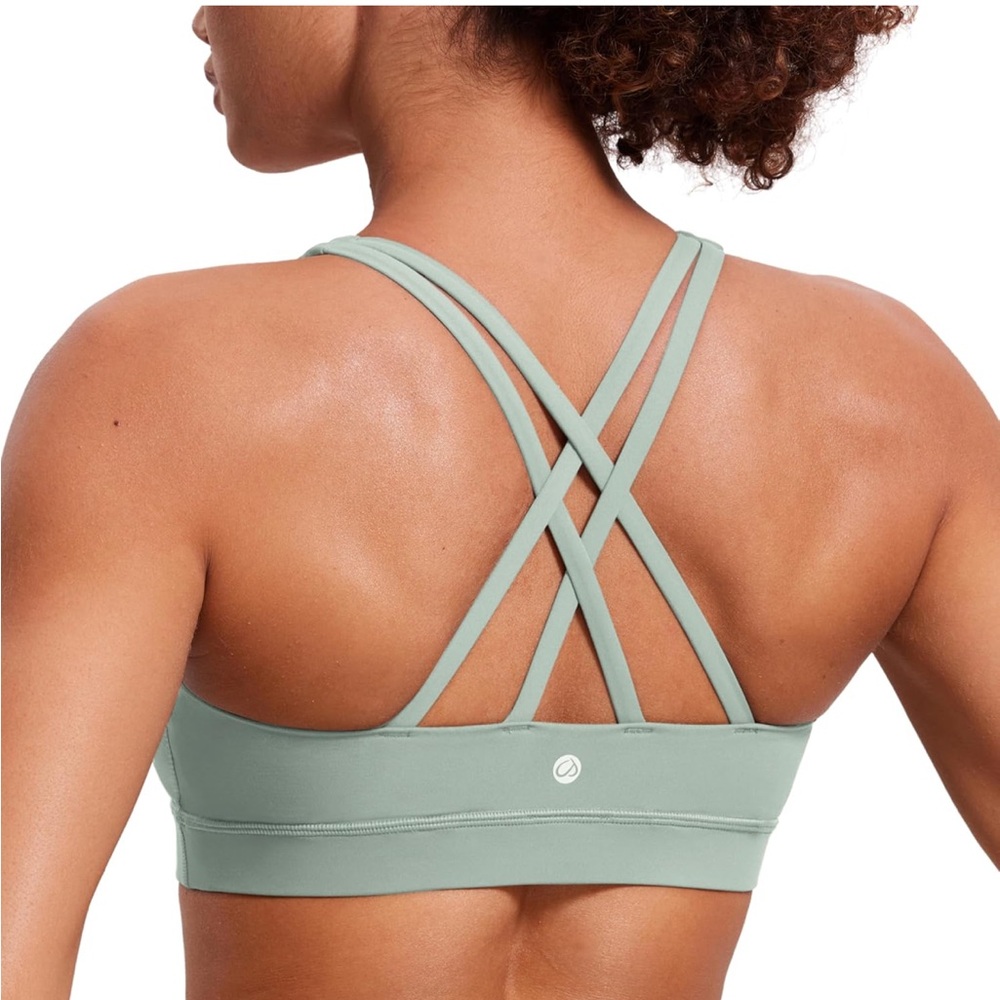CRZ Yoga Strappy Back Sports Bra - Green Palm Court XS
